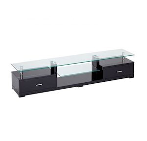 Glass TV Unit Black 2.0m