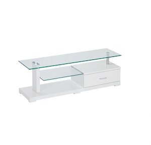 Furniture: Glass TV Unit White 1.4m