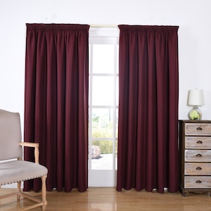 Franklin Burgundy Thermal Selflined Curtains Budget Readymade Curtains