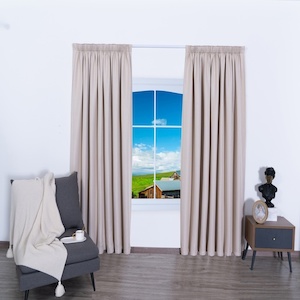 Franklin Natural Thermal Selflined Curtains Budget Readymade Curtains