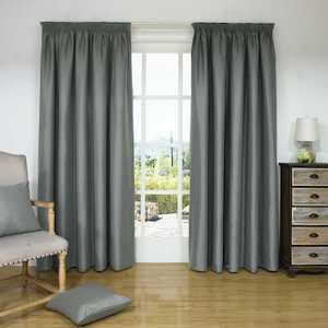 Nolight Smoke 100% Blockout Lined Curtains Budget Readymade Curtains