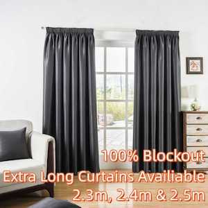 Nolight Onyx 100% Blockout Lined Curtains Budget Readymade Curtains