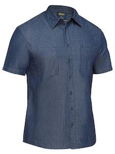 Work clothing: Bisley Mens Short Sleeve Denim Work Shirt (BS1602)