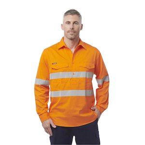 King Gee Workcool 2 Hi-Vis Reflective Closed Front Shirt Long Sleeve (K54896)