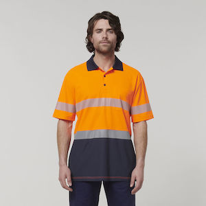 Work clothing: Hard Yakka Men's Short Sleeve Hi Vis Taped Polo (Y19618)