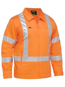 Work clothing: Bisley X Taped Hi Vis Drill Jacket With Liquid Repellent Finish (BJ6919XT)