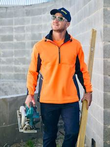 Work clothing: Bisley Hi Vis Liquid Repellent Fleece Hoodie (BK6571)