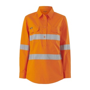 Work clothing: King Gee Womens Workcool Vented Closed Front Shirt Taped Long Sleeve (K44228)