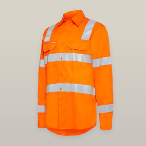 Work clothing: Hard Yakka Women’s Foundations Biomotion Hi-vis Taped Long Sleeve Shirt (Y08421)