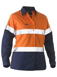 Work clothing: Bisley Women's Taped Two Tone Hi Vis Recycled Drill Shirt (BL6996T)