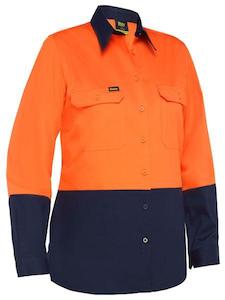 Work clothing: Bisley Women's Cool Lightweight Hi Vis Drill Shirt (BL6895)