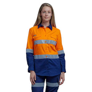 Work clothing: King Gee Women's Workcool 2 Hi-Vis Lightweight Reflective Work Shirt (K44544)