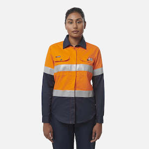 King Gee Women's ShieldTec FR Hi Vis 2Tone Open Front Taped Shirt (Y04050)