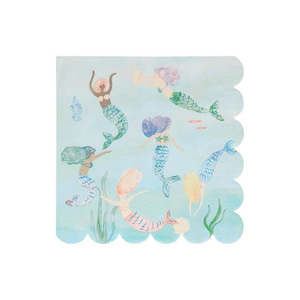 Meri Meri Mermaids Swimming Napkins - Lunch 16 Pkt