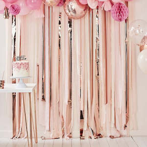 Ginger Ray Pink and Rose Gold Streamers Backdrop Kit