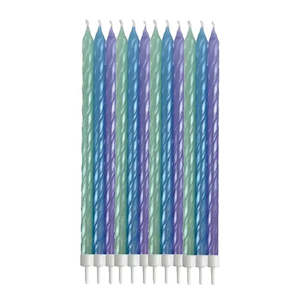 Blue Spiral Candles - 12 Pkt