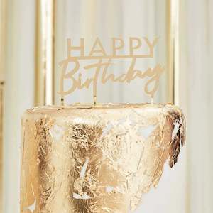 Ginger Ray Gold Happy Birthday Cake Topper