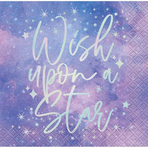 Purple Galaxy Wish Upon a Star Napkins - Beverage 16 Pkt