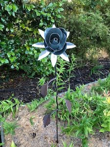 Galvanized Steel Sculpture - Premium Rose Flower (127cm tall)