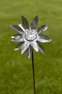 Galvanized Steel Sculpture - Sunflower 127cm tall