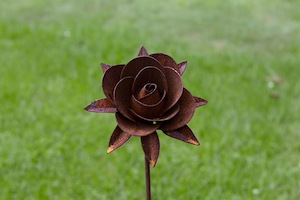 Rustic Iron Sculpture - Premium Rose Flower (127cm tall)