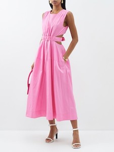 AJE Zorina Cut-out Cotton-poplin Midi Dress -Lolly Pink Sz6