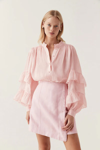 AJE Faith Ruffle Blouse - Soft Pink Sz12