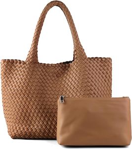 Woven Vegan Leather Tote - Various Colours