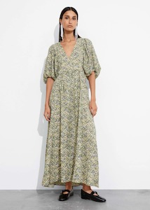 & OTHER STORIES Puff Sleeve Maxi Dress - Muted Floral Sz14