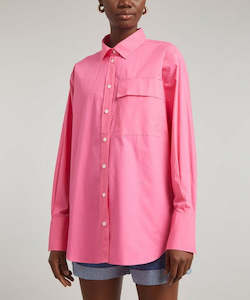 FRAME Oversize Vacation Pink Cotton Shirt SzL