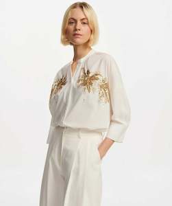 ESSENTIEL ANTWERP Fergana Embellished Cotton Shirt - Small