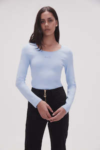 Second hand clothing: AJE Clementine Knit Top - Light Sky Blue Sz XXS