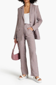 Second hand clothing: MCQ ALEXANDER MCQUEEN Gingham Crinkled Linen Check Pants SzS