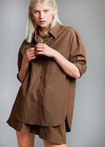 THE FRANKIE SHOP Lui Shirt / Chocolate - Medium