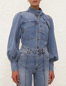 Second hand clothing: ZIMMERMANN Denim Tie Front Shirt Sz2 NZ12