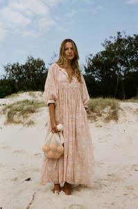 DAUGHTERS OF INDIA Kyra Maxi Dress ~ Apricot Blush SzXL