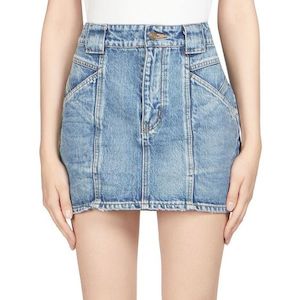 SAINT LAURENT Seamed Denim Mini Skirt Sz29