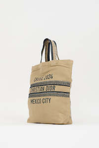 CHRISTIAN DIOR  Canvas Print Cruise Tote - Ivory Black