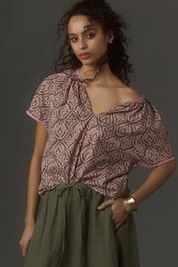 VELVET BY GRAHAM & SPENCER Ida Mosaic Print Top - Rose Sz L-