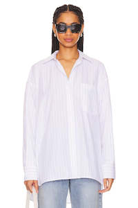 ANINE BING Chrissy Striped Cotton-Poplin Shirt SzXS