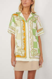 Second hand clothing: ALEMAIS Checkmate Linen Shirt - Multi Sz14