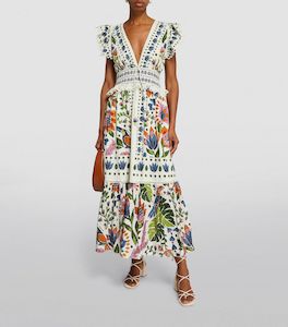 Second hand clothing: FARM RIO Summer Garden V-NECK Maxi Dress - SzL