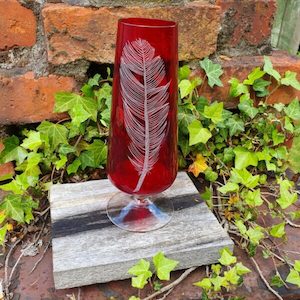 Red Feather Glass Vase