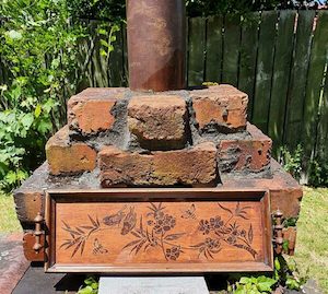 Vintage Glass and Wood Tray