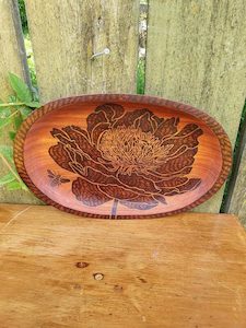 Wooden Peony Platter