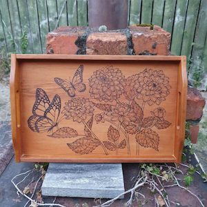 Vintage Butterfly Wooden Tray