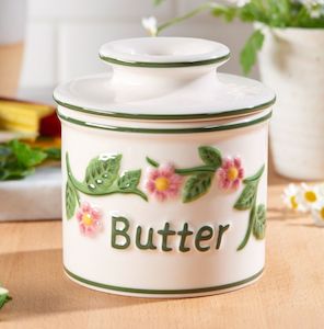 Homewares: The Original Hand Painted Raised Floral Butter Bell Crock