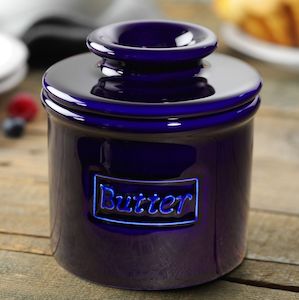 Cobalt Blue Cafe Retro Butter Bell Crock