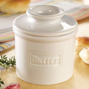 White Cafe Retro Butter Bell Crock