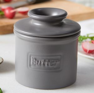 Matte Steel Gray Cafe Butter Bell Crock